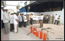Seen here is the personnel receiving the training in usage of Fire extinguishers on all the types of fire